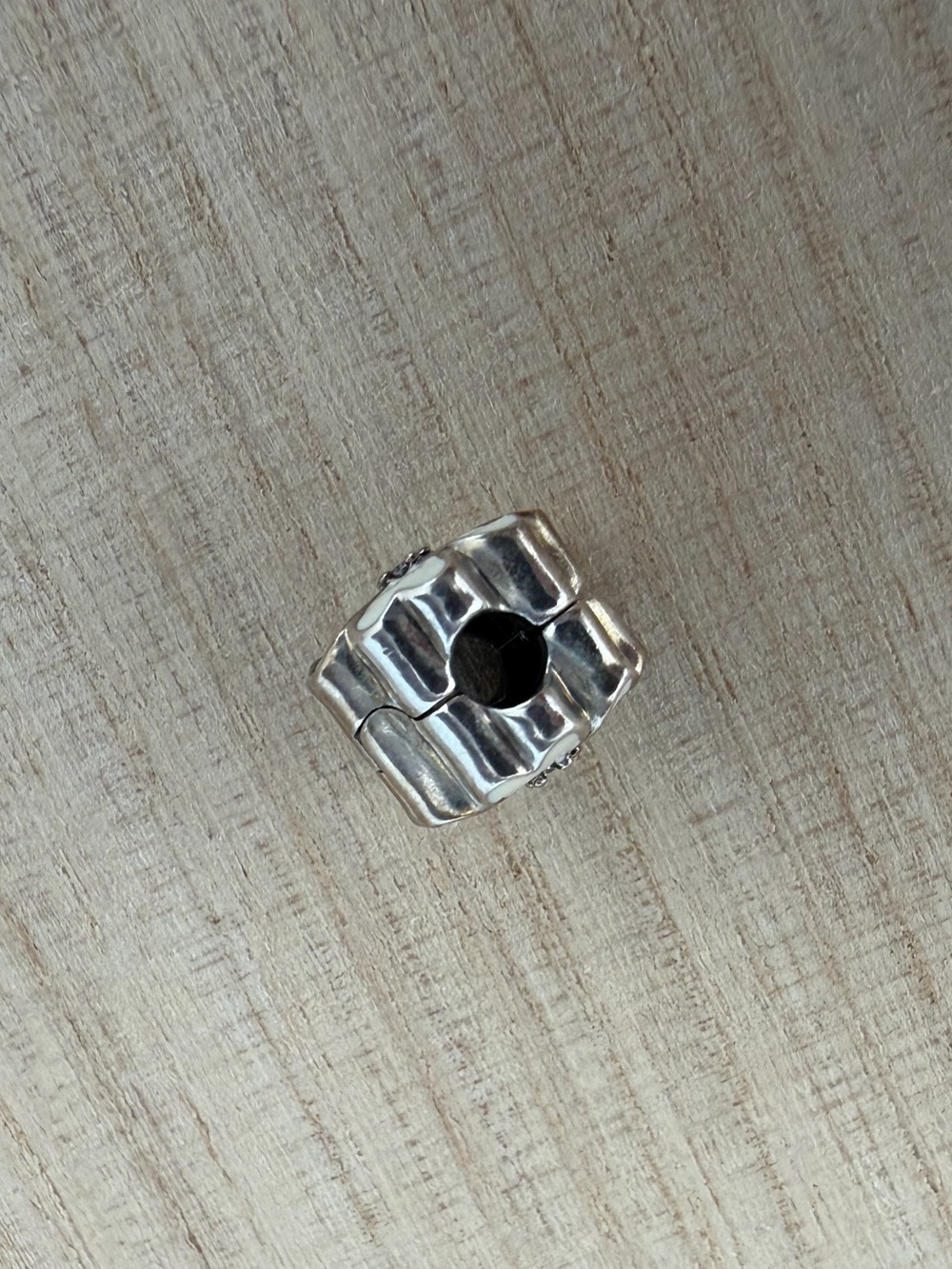 Pandora White Enamel Flower Clover Clip Charm Sterling Silver - Picture 5 of 5